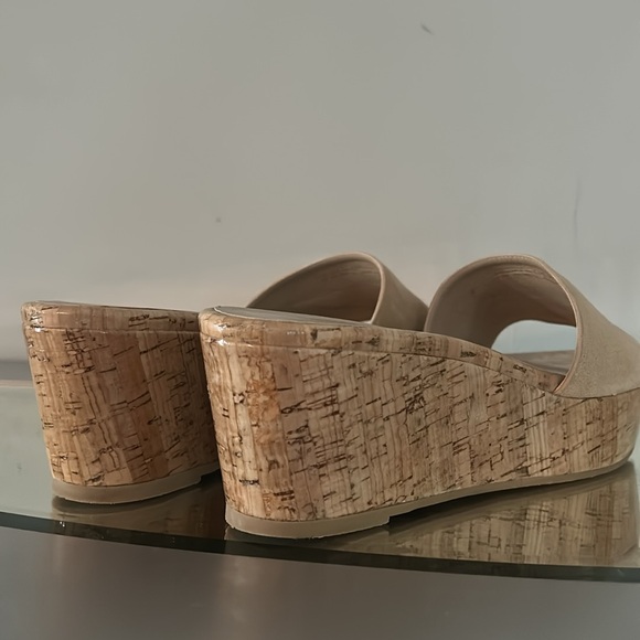 STUART WEITZMAN Summer Wedge Women’s size 10 Tan Suede Platform Slide Sandals - Picture 6 of 16